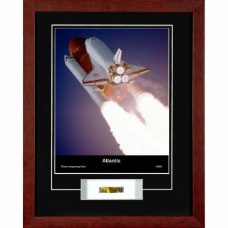 Nasa Us Space Shuttle Atlantis Framed Print & Piece Of Flown Cargo Bay Liner