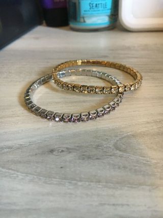 Touchstone Crystal By Swarovski 2 Stretch Bracelets Gold & June