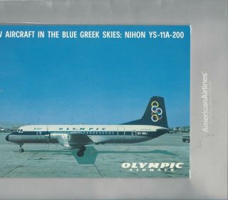 Olympic Airways Issued Nihon Ys - 11a - 200 - 6 1/4 " X 8 3/4 " Postcard