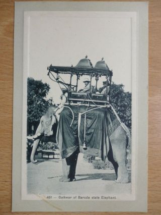 Gaikwar Of Baroda State Elephant India Vintage Postcard Printed In Germany