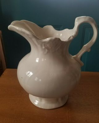 Large Vintage Creamy White Ceramic Pitcher
