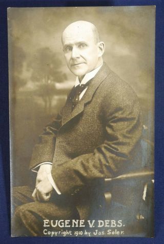Vintage Antique RPPC Eugene V.  Debs 1910 President Candidate Real Photo Postcard 2