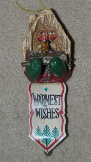 Pam Schifferl Warmest Wishes 7.  25 " Christmas Ornament Santa With Pipe Vtg