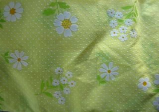 Vintage Flocked Fabric Yellow Floral 3,  Yards Clothes Dresses Baby Dolls Sewing