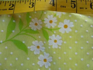 Vintage Flocked Fabric Yellow Floral 3,  Yards Clothes Dresses Baby Dolls Sewing 4