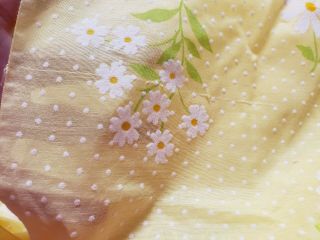 Vintage Flocked Fabric Yellow Floral 3,  Yards Clothes Dresses Baby Dolls Sewing 5