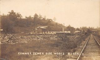E70/ Rogers Ohio Rppc Postcard Columbiana Co 1913 Conner Sewer Pipe Factory