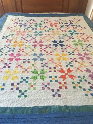 Omg Vintage Handmade Butterfly At The Crossroads & Nine Patch Quilt 64 " X 73 "