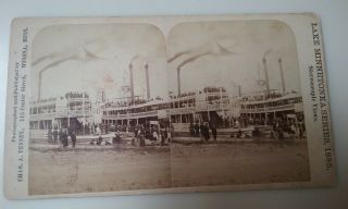Lake Minnetonka Excelsior Dock The Belle & City Of St,  Louis Stereoscope 1885