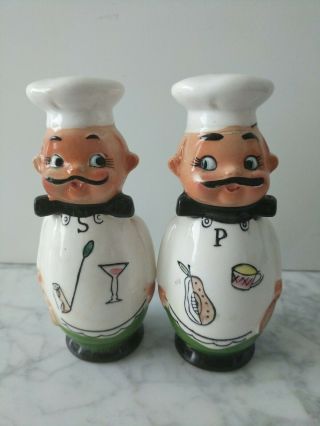 Vintage Holt Howard Era Relco Japan Pixie Ware Chef Salt And Pepper Shakers
