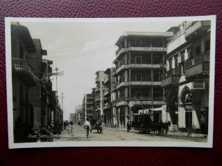 Rue Lesseps Street Port Said Egypt Vintage Rp C1930s Horse Tram Shops Houses