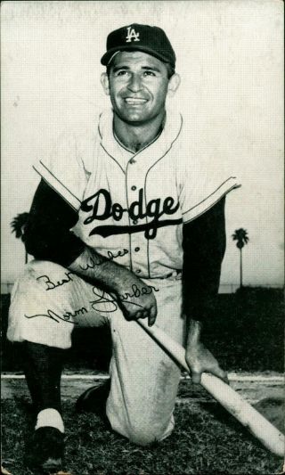 1959 J D Mc Carthy Baseball Postcard Los Angeles Dodgers Norm Larker