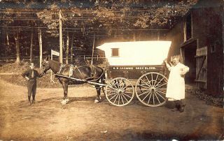 Groveland Ma E.  S.  Crombie Wagon & A.  Foisy " Shoeing And Jobbing " On Sign Rppc
