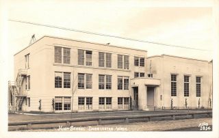 Darrington Washington Art Deco High School Log Guard Rail Fence 1940s Rppc