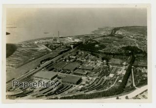 Pre Ww2 1932 Photograph China Tsingtao Factories Aerial Panoramic Sharp Photo