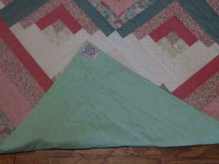 EXQUISITE VINTAGE CANDY PINK PEONY CAMELLIA AUTHENTIC FARMHOUSE LOG CABIN QUILT 10