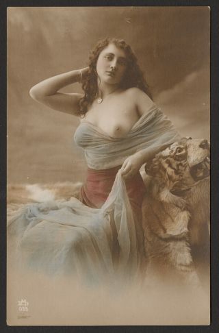 Vintage French Nude Color Tinted Postcard Louis - Amédée Mante 1910s