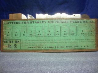 39 ANTIQUE CUTTER BLADE STANLEY NO.  55 COMBINATION PLANE BOX 2 - 3 - 4 BLADES ONLY 3