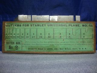 39 ANTIQUE CUTTER BLADE STANLEY NO.  55 COMBINATION PLANE BOX 2 - 3 - 4 BLADES ONLY 4