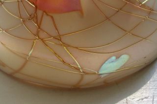 Antique Gold Thread Hearts & Vines Iridescent Art Glass Shade STEUBEN or QUEZAL 2