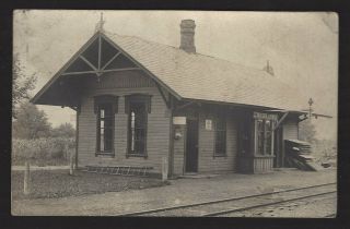 1907 Real Photo Postcard - Railroad Train Station Depot At Richland,  Michigan