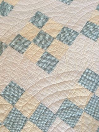 VINTAGE HANDMADE NINE PATCH ON POINT QUILT 69 