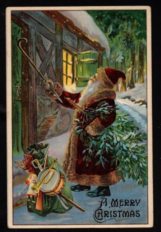 Vintage Christmas Postcard - Santa Knocking On Door - Sl Co.  1319