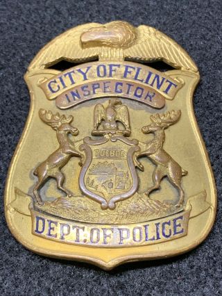 Obsolete Flint,  Michigan Police Inspector Badge Early 1900 