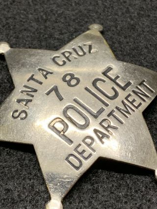 Obsolete Santa Cruz,  Ca Police Officer Badge Hallmarked Ed Jones & Co 2