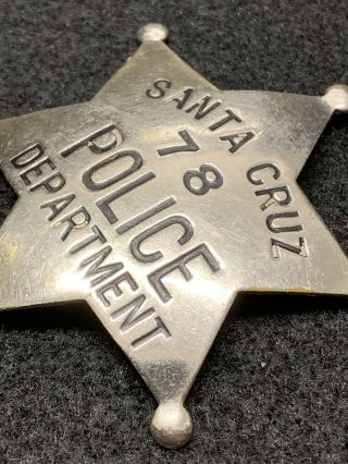 Obsolete Santa Cruz,  Ca Police Officer Badge Hallmarked Ed Jones & Co 3