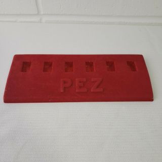 Pez Vintage Red Flocked No Feet Display Holder With 6 Slots