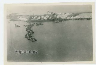 Pre Ww2 1932 Photograph China Tsingtao Salt Piles Harbor Aerial Sharp Photo