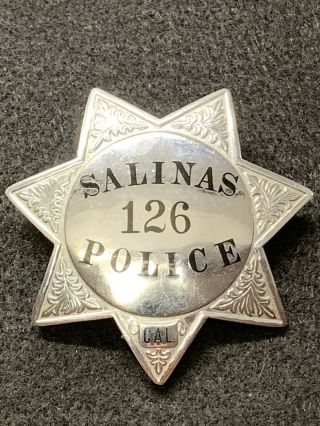 Obsolete Salinas,  Ca Police Officer Badge Hallmarked La Stamp & Staty Co