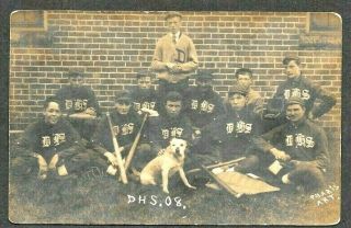 Dexter Michigan,  High School Baseball Team,  1908 Rppc Postcard