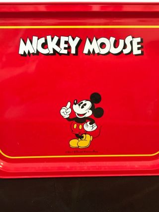 Vintage Walt Disney Mickey Mouse Metal Red Tray 1970’s 10“ X 13“ A RARE ONE ☝️ 2