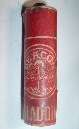Rare Antique C.  1919 Paper Label Dry Cell Battery Beacon Aladdin Tungsten Lamp
