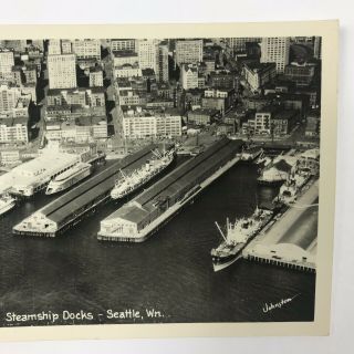 RPPC Birds Eye Aerial View Steamship Docks Colman & Alaska Seattle Washington PC 5