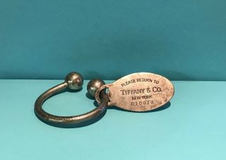 Rare Vintage Tiffany & Co 925 Sterling Silver Oval Tag Horse Shoe Key Chain