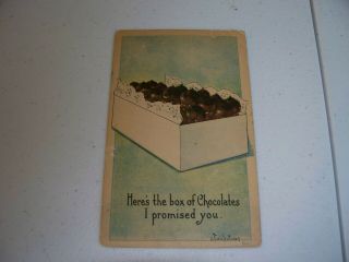 Vintage Postcard Early Black Americana 1910 Signed Twelvetrees Box Chocolates