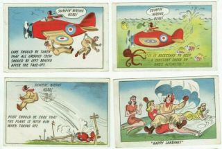 Ww2 Comic Aviation Postcards Rcaf Humour Canadian Active Service Series Used1943