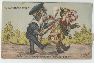 Unusual Ww1 Postcard Mechanical Novelty The Last " Goose Step " Propaganda C.  1918