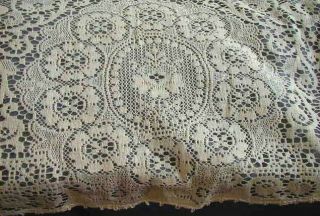Antique Crochet Lace Tablecloth Table Cloth 70x100 Vintage Bedspread Bed Spread 4