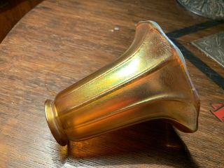Antique Quezal Gold Aurene Lamp Shade 5 - 1/4” Trumpet