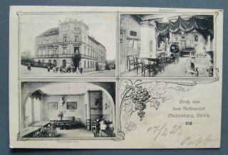 Germany Gorlitz Restaurant Marienburg 3 Panel Postcard 1923