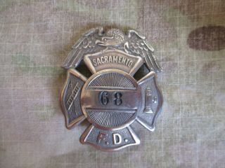 Vtg Obsolete Sacramento,  Ca Fire Department Firefighter Badge