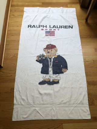Vintage Ralph Lauren Sport Beach Towel 35  X 66  Bear Binoculars