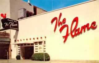 The Flame Restaurant & Jungle Bar Phoenix,  Az Roadside Ca 1950s Vintage Postcard