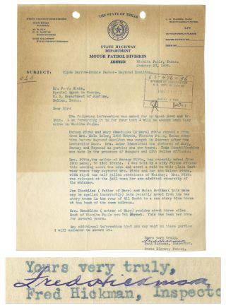 Bonnie & Clyde Document From January 1934