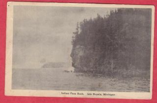 Isle Royale Michigan Indian Face Rock Postcard Copper Country Keweenaw Mi