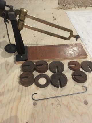 Collectible Brass Fairbanks - Morse 100 Lb Scale Farm Primitive Includes Weights